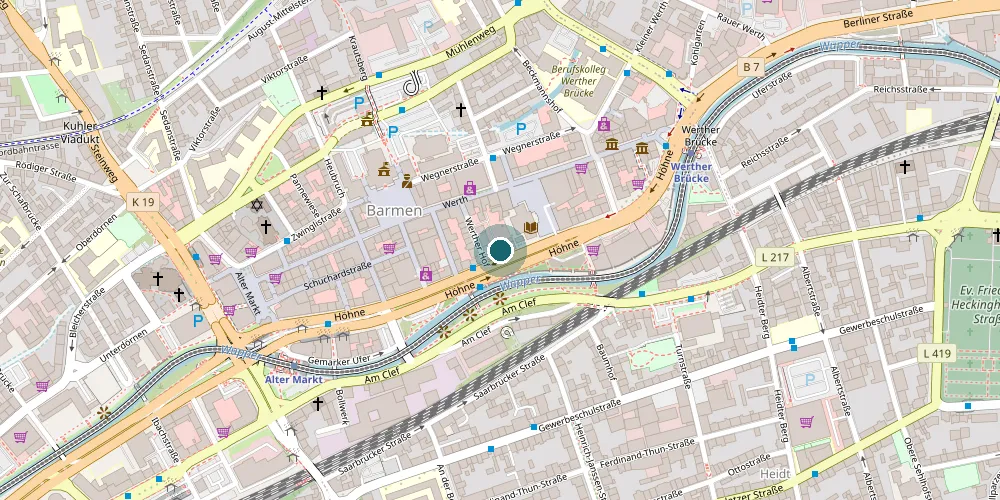 Karte mit dem Standort von No Pixels an der Höhne 65 in Wuppertal-Barmen